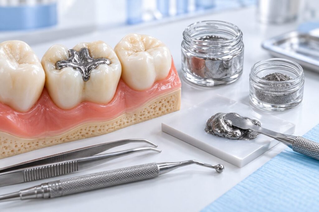 Minh họa amalgam nha khoa có an toàn không và còn nên dùng không