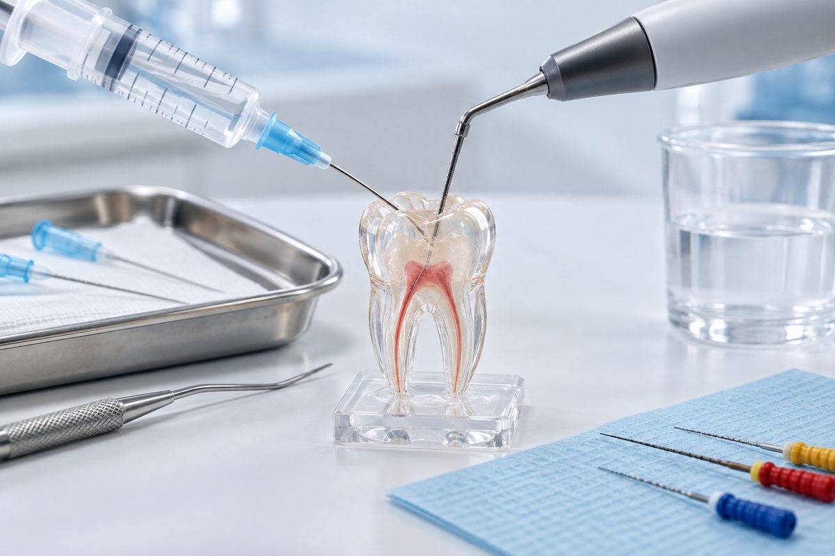 Minh họa bơm rửa siêu âm ống tủy có hiệu quả hơn bơm tay không