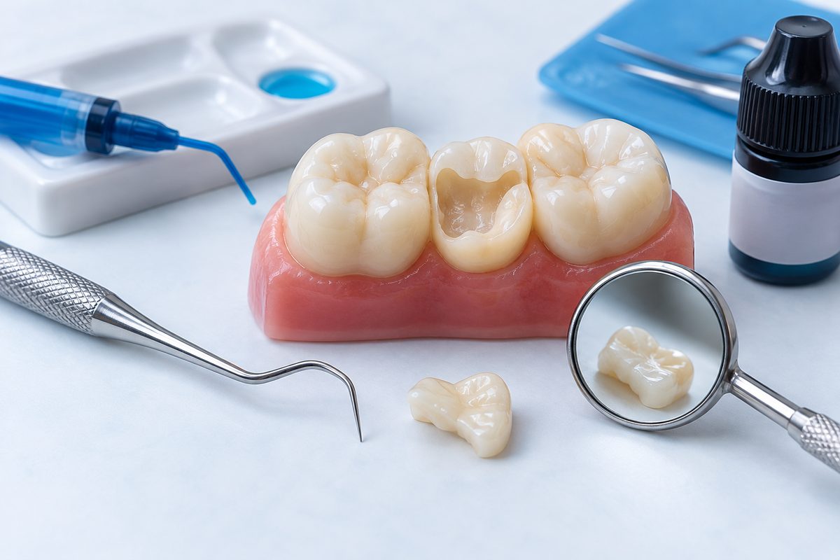 Minh họa nhận biết bong miếng trám do lỗi dán