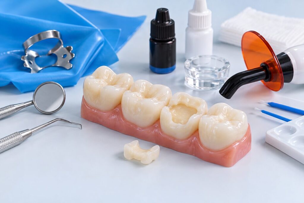 Minh họa bong miếng trám do lỗi kỹ thuật dán và những sai sót hay gặp