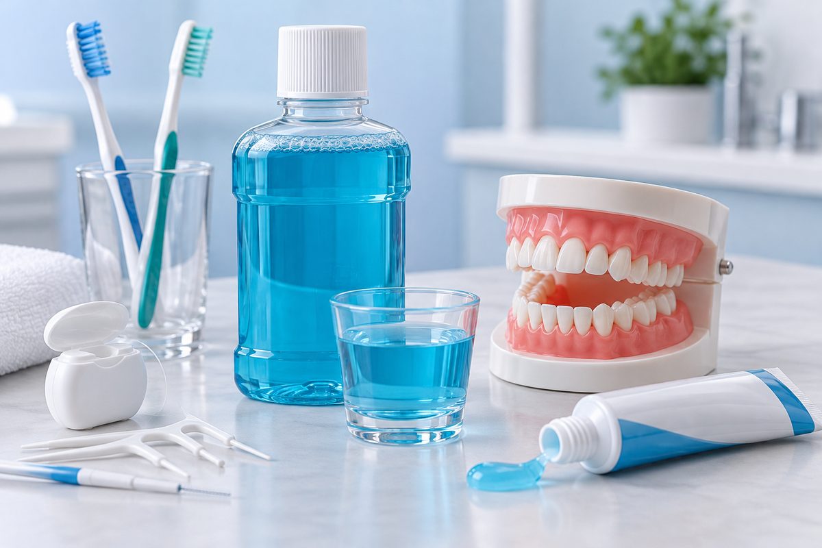 Minh họa nước súc miệng và gel, khi nào cần