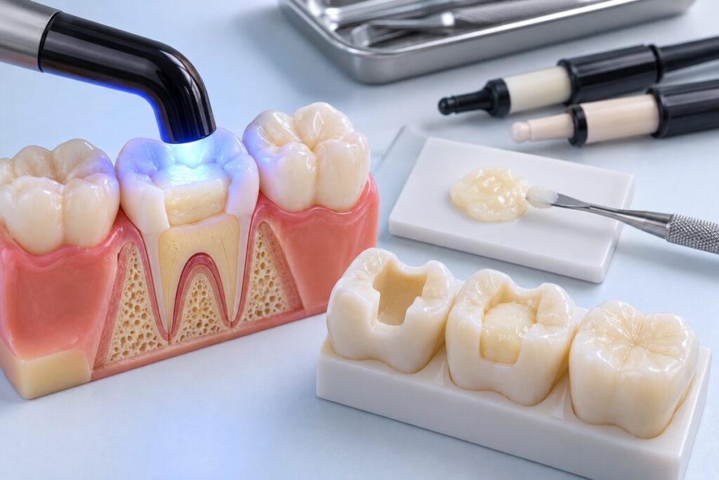 Minh họa composite bulk fill là gì và khi nào nên dùng