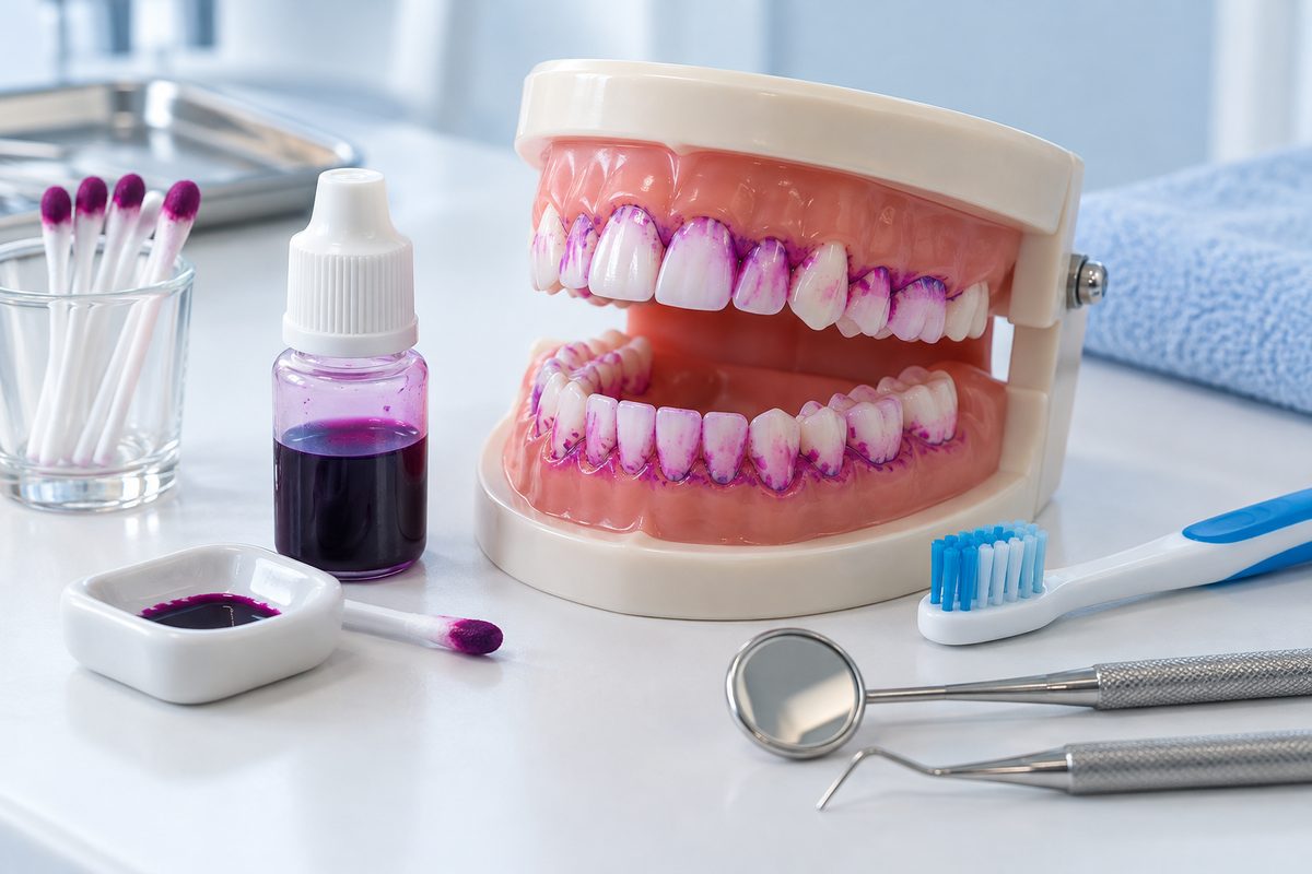 Minh họa dung dịch phát hiện mảng bám, cách dùng khi tư vấn