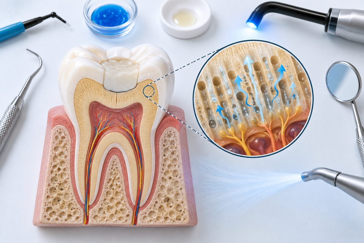 Minh họa vì sao trám xong lại ê buốt