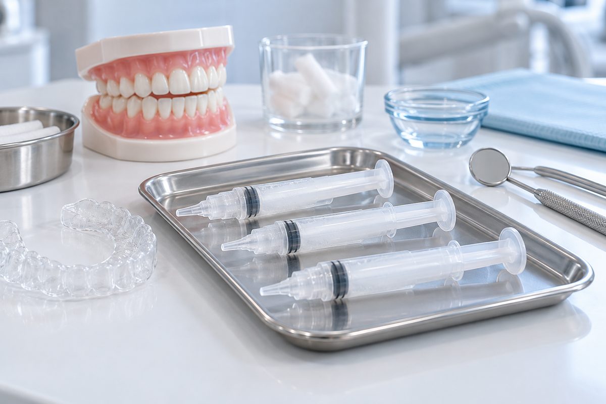 Minh họa gel tẩy trắng răng nồng độ 25%, 35% và 40%, chọn loại nào