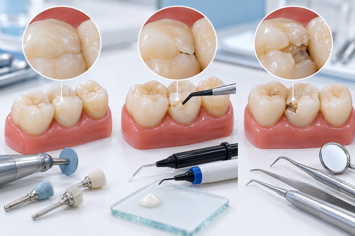 Minh họa xử lý miếng trám hở bờ