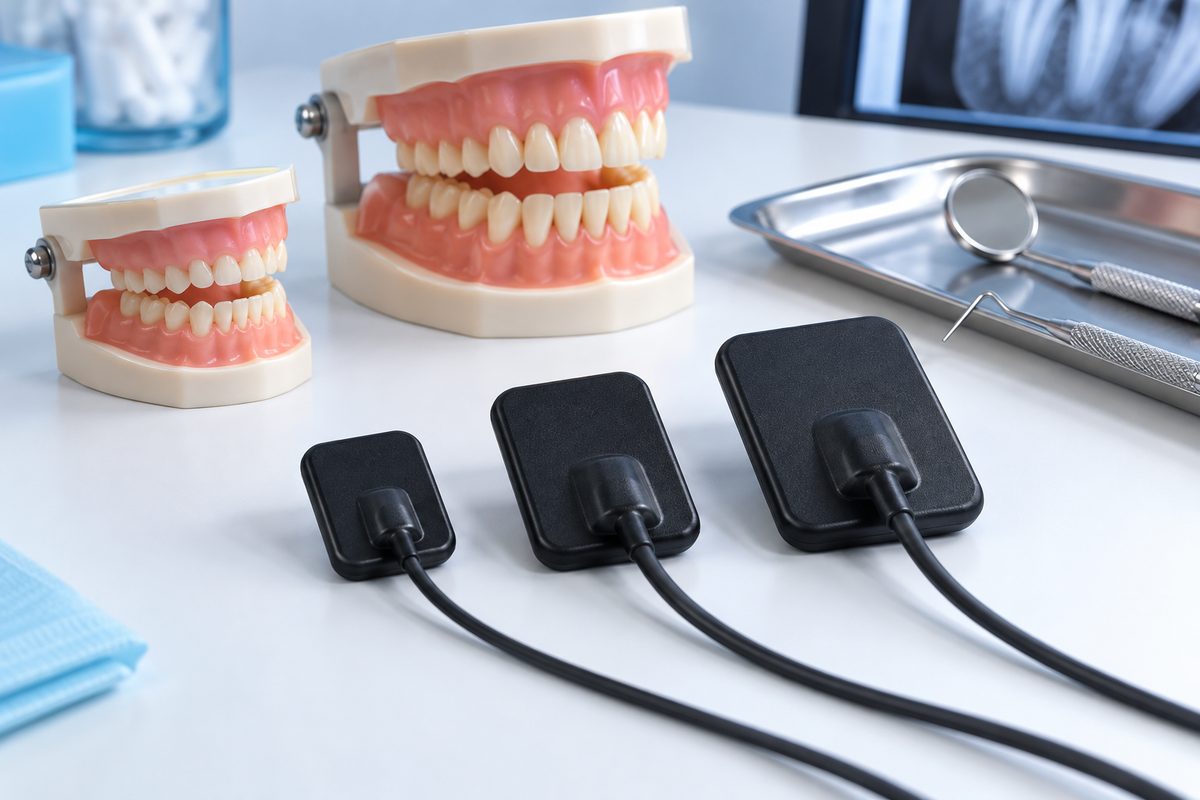 Minh họa kích thước sensor X-quang cho người lớn và trẻ em