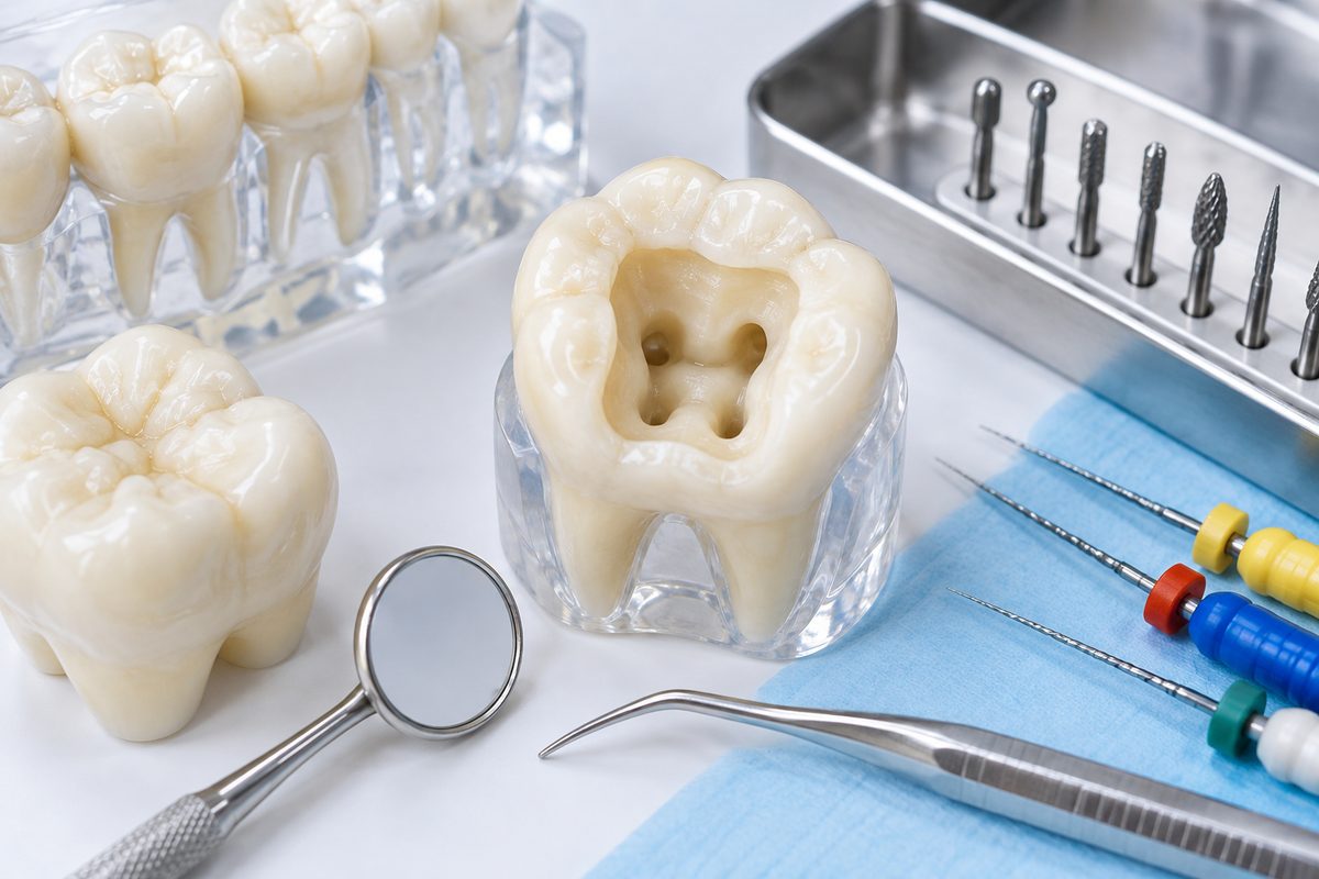 Minh họa mở tủy răng cối, thiết kế đường vào đúng chuẩn