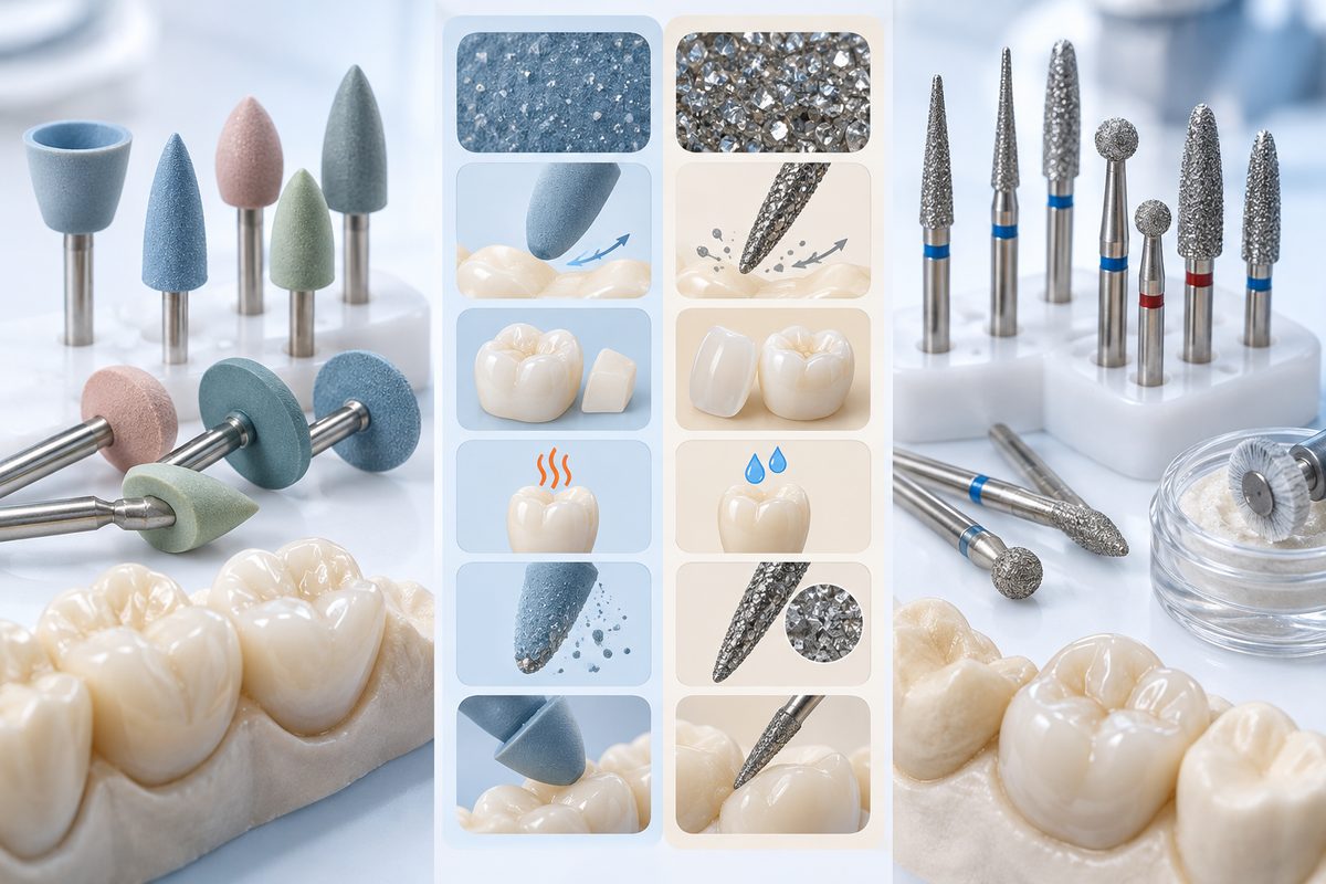 Minh họa bảng so sánh mũi silicone và kim cương