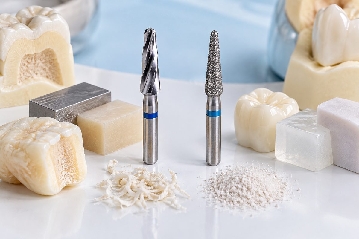 Minh họa bảng so sánh mũi carbide và mũi kim cương