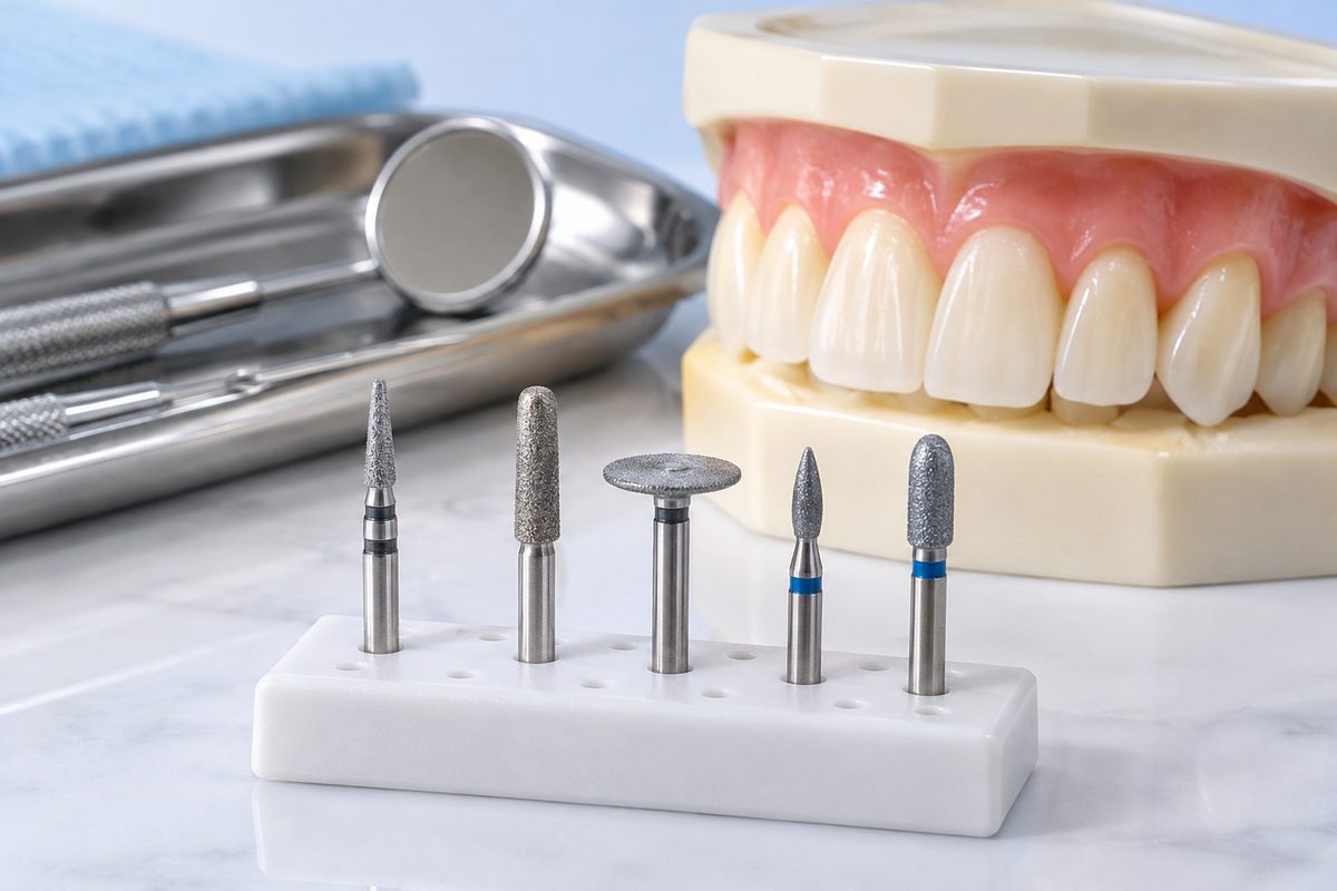 Minh họa bộ mũi dùng để mài veneer