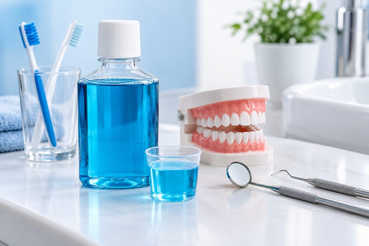 Minh họa nước súc miệng chlorhexidine dùng khi nào và bao lâu