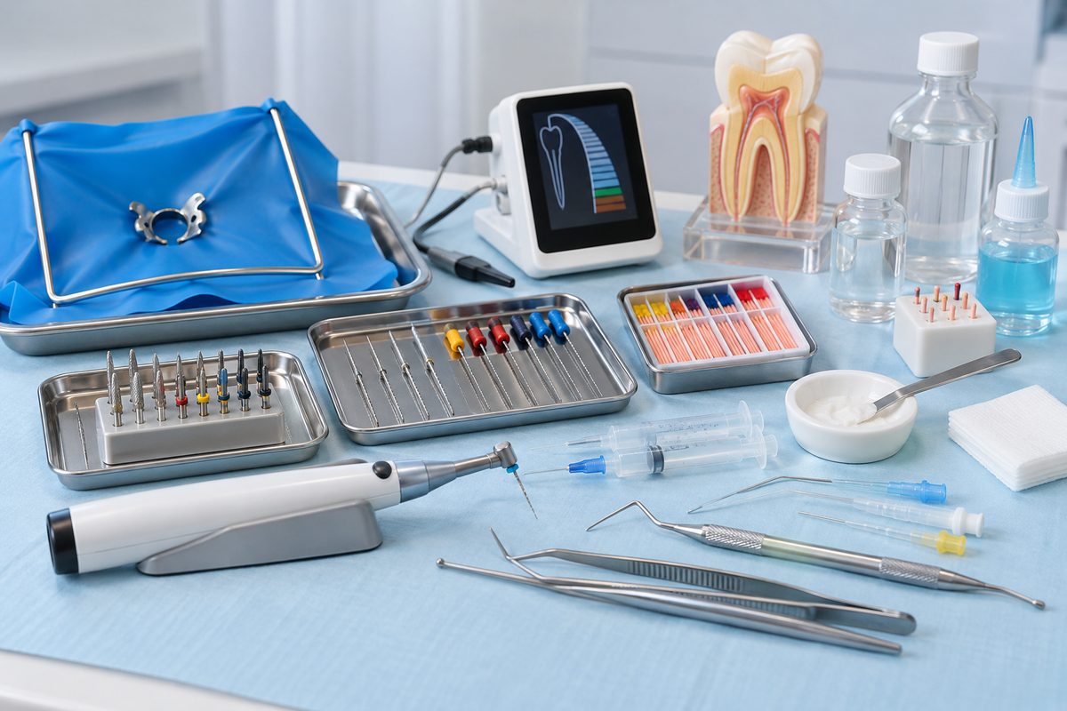 Minh họa checklist vật tư nội nha cho phòng khám