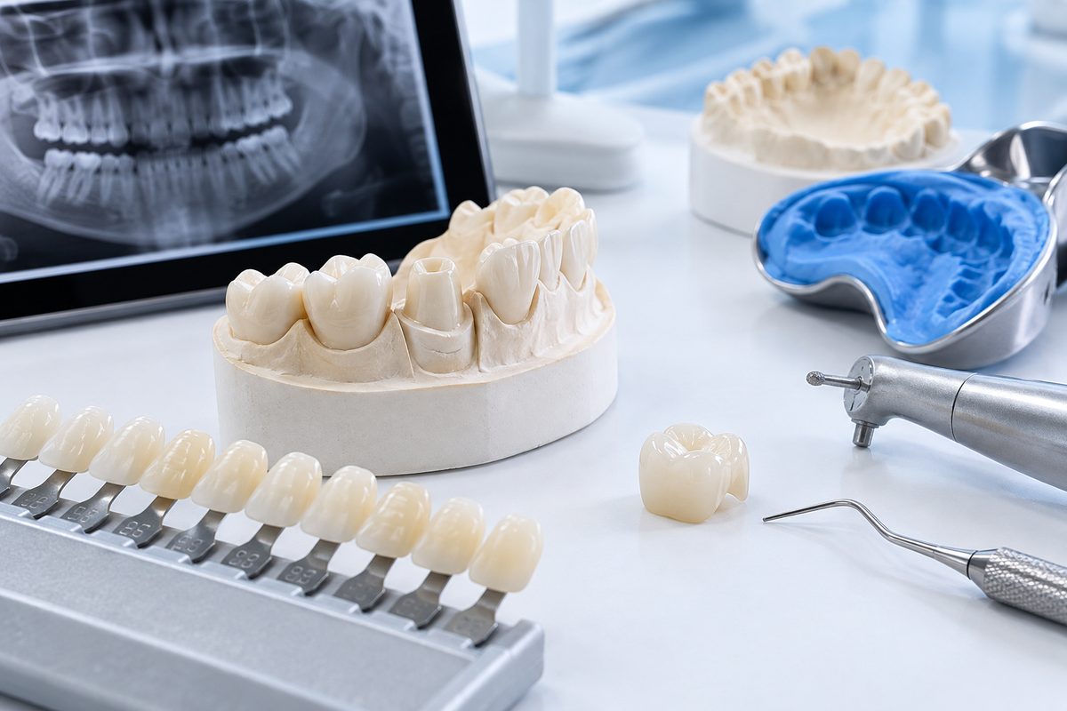 Minh họa các bước làm mão răng sứ từ khám đến gắn vĩnh viễn