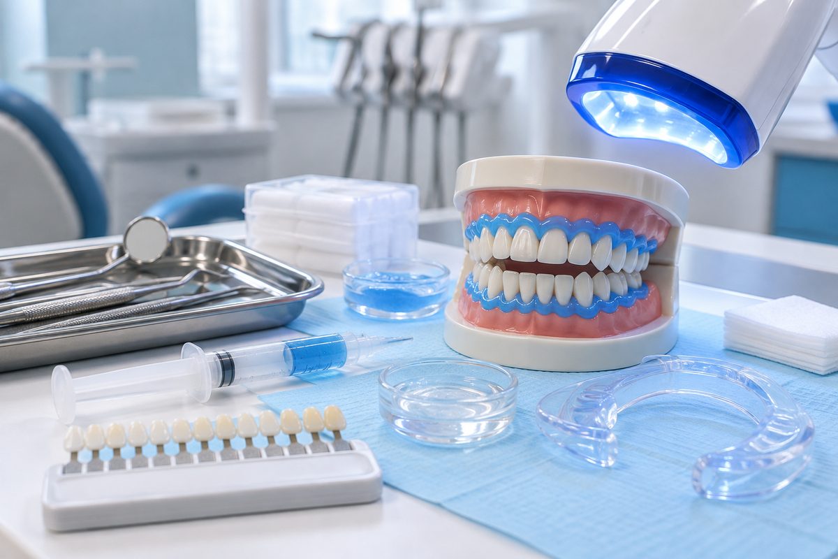 Minh họa quy trình tẩy trắng răng tại phòng khám từng bước