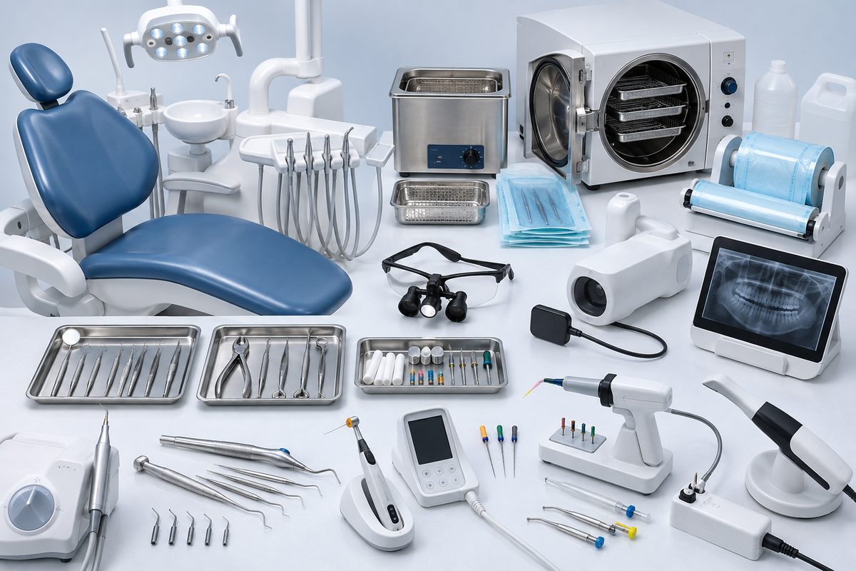 Minh họa các nhóm thiết bị của một phòng khám nha khoa