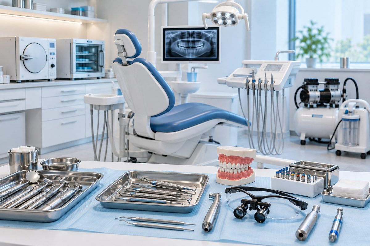 Minh họa setup phòng khám nha khoa cần thiết bị gì, danh sách đầy đủ