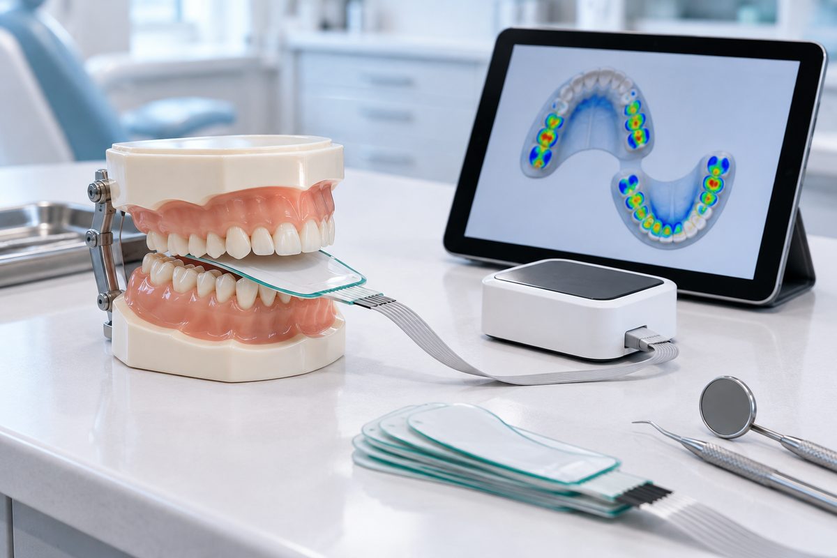 Minh họa thiết bị kiểm tra khớp cắn điện tử hoạt động ra sao
