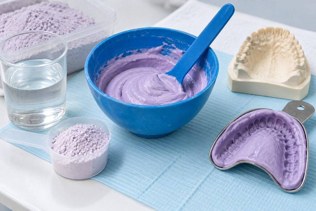 Minh họa tỉ lệ pha alginate lấy dấu chuẩn để không biến dạng