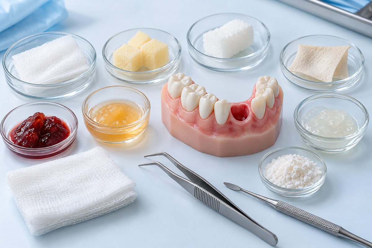 Minh họa các nhóm vật liệu cầm máu trong nha khoa
