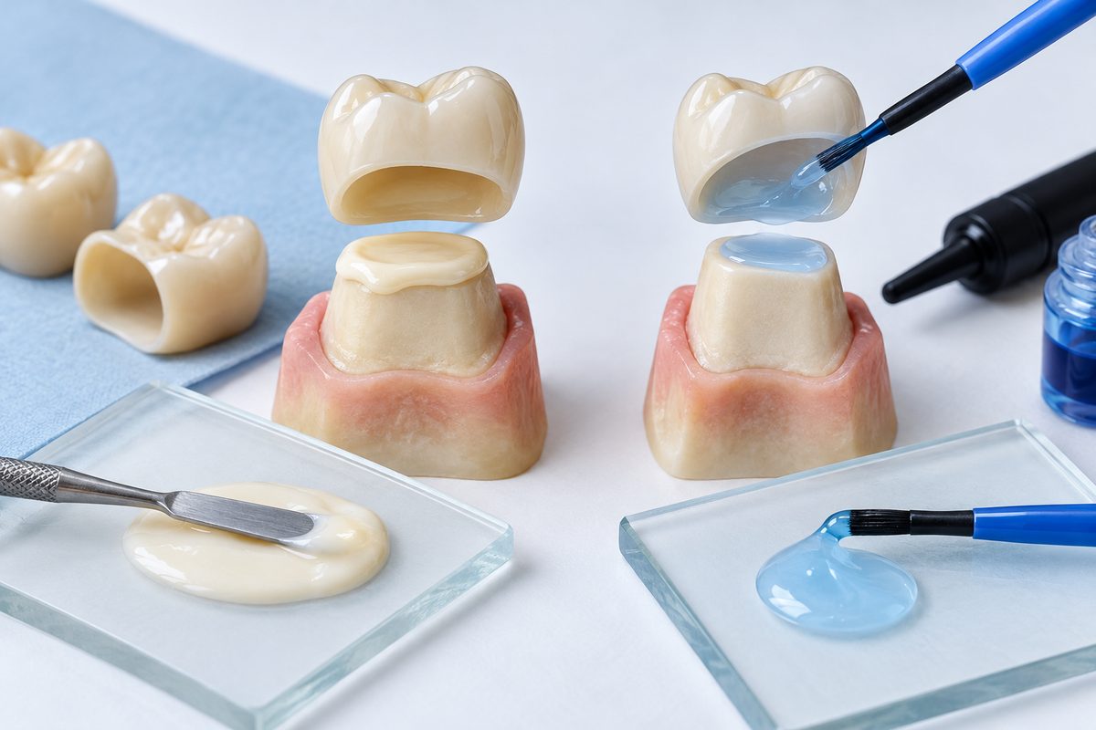 Minh họa hai khái niệm gắn và dán