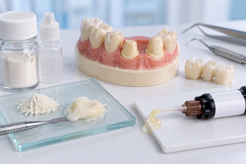 Minh họa xi măng glass ionomer và resin cement khác nhau ở đâu